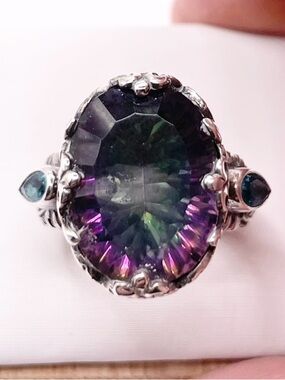 Size 6 Mystic Topaz Oval 925 Sterling Silver Ring